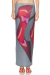 Acne Studios Womens Dark Grey Red Emay Graphic-print Stretch-jersey Maxi Skirt In Dark Grey & Red