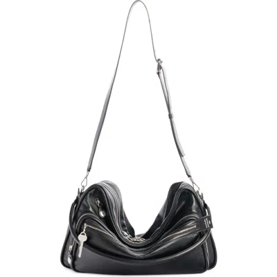 Acne Studios Medium Camero Leather Shoulder Bag In Black