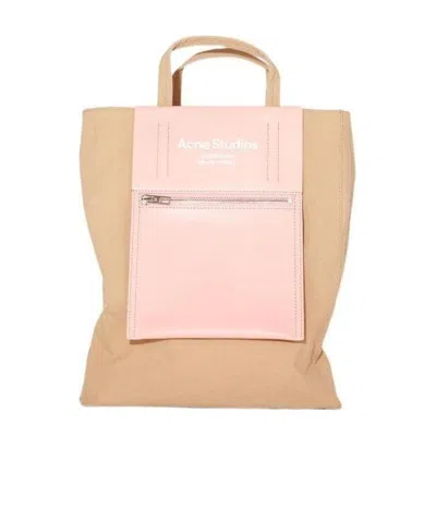 Acne Studios Medium Logo Shoulder Bag In Nude