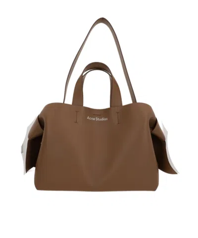 Acne Studios Musubi Knotted Leather Tote In Honey/camel