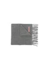 Acne Studios Melange Fringe-trim Wool Scarf In Gray