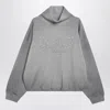 Acne Studios Brushed Cotton Fleece Funnel Neck Logo Sweatshirt With Balloon Hem In Gray