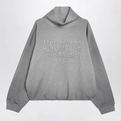 ACNE STUDIOS ACNE STUDIOS MÉLANGE GRAY FLEECE SWEATSHIRT WITH LOGO