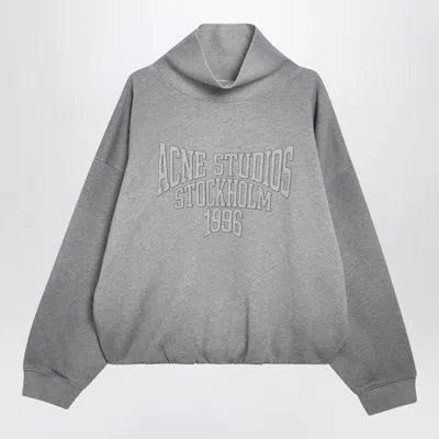 Acne Studios Mélange Gray Fleece Sweatshirt With Logo