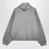 Acne Studios Brushed Cotton Fleece Funnel Neck Logo Sweatshirt With Balloon Hem In Gray