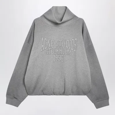 ACNE STUDIOS ACNE STUDIOS MÉLANGE GRAY FLEECE SWEATSHIRT WITH LOGO