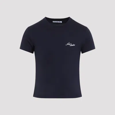 Acne Studios Logo-embroidered Cotton-jersey T-shirt In Blue