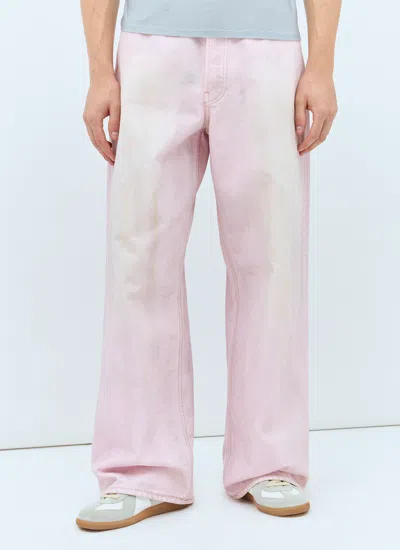 Acne Studios 1981m Wide-leg Distressed Jeans In Pale Pink