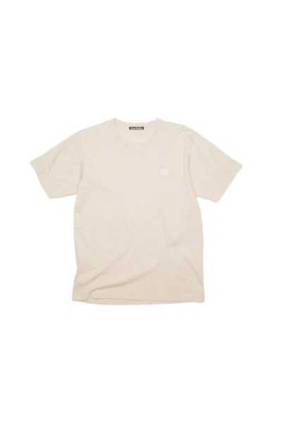 Pre-owned Acne Studios Men's  Lightweight Nash Face T-shirt In Oatmeal Melange In Brown