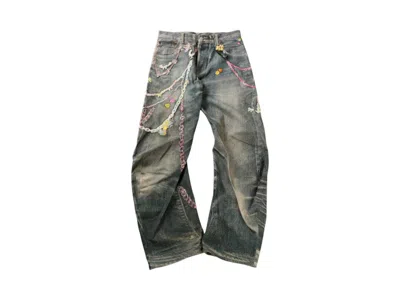 Pre-owned Acne Studios Men's  Loose Fit Printed2 Jeans In Mid Blue