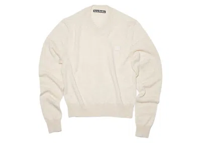 Pre-owned Acne Studios Men's  Wool V Neck Sweater In Oatmeal Melange In Brown