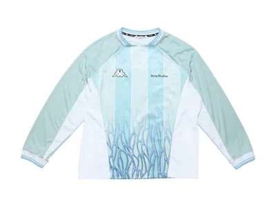 Pre-owned Acne Studios Men's  X Kappa Logo Long Sleeve T-shirt In Grey/light Blue