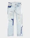 Acne Studios Denim Straight Jeans Distressed Patchwork Five Pocket In Light Blue