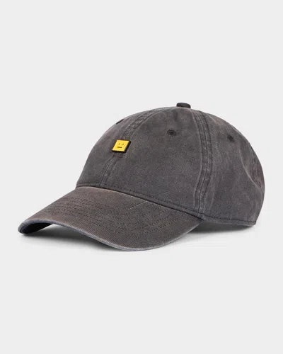 Acne Studios Men & Apos;s Cunov Face Cotton Canvas Baseball Cap In Washed Bla