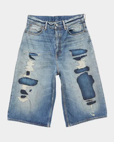 Acne Studios Men & Apos;s Judda Distressed Denim Shorts In Mid Blue