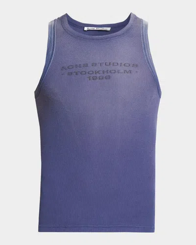 Acne Studios Men & Apos;s K-eitch Ribbed Logo Tank Top In Blue