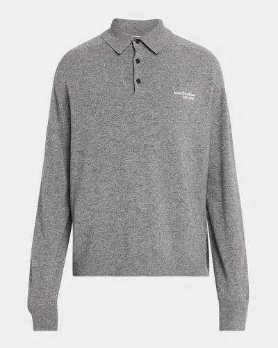 Acne Studios Men & Apos;s Kluxey Embroidered Logo Wool Polo Sweater In Gray
