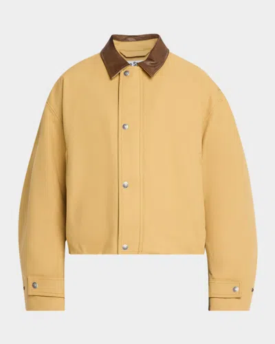 Acne Studios Men & Apos;s Opado Satin Leather-collar Bomber Jacket In Brown