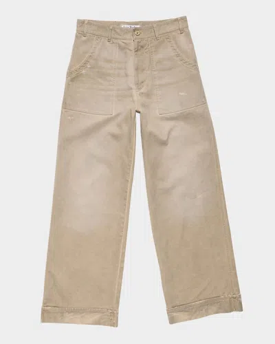 Acne Studios Men & Apos;s Stained Twill Wide-leg Trousers In Camel Beig