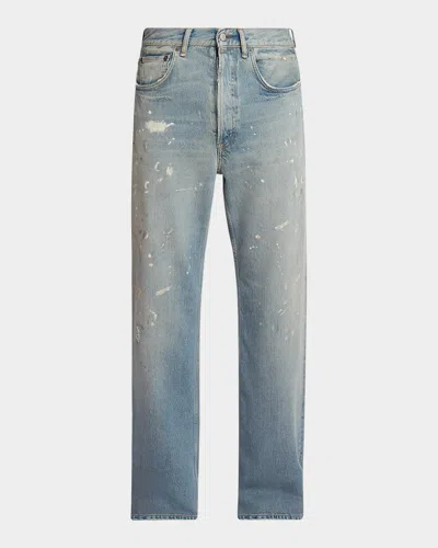 Acne Studios Men & Apos;s Trafalgar Paint Splatter Straight-leg Jeans In Blue