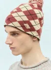 Acne Studios Men Argyle Jacquard Beanie Hat In Red