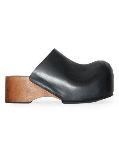 Acne Studios Leather Wood Clogs In Black