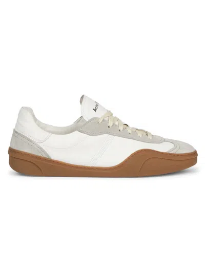 Acne Studios Men's Bars M Leather Low-top Sneakers In White Brown