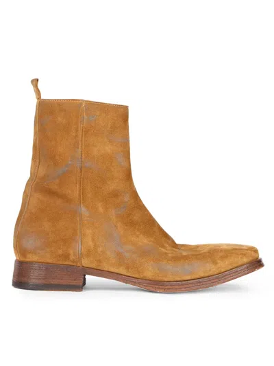 Acne Studios Men's Bebe Distressed Suede Boots In Brown