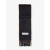 Acne Studios Womens Black Brand-appliqué Wool-blend Scarf In Black