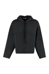ACNE STUDIOS MEN'S BLACK HOODED SWEATSHIRT WITH SIDE SLITS AND 100% COTTON