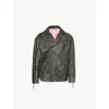 Acne Studios Mens Black Liker Sanding Biker-collar Relaxed-fit Leather Jacket In Black