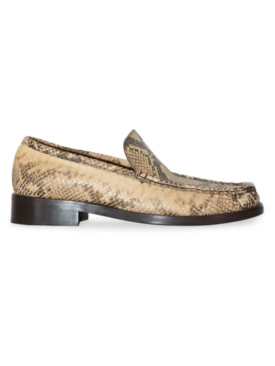 Acne Studios Men's Boafer Snake-embossed Leather Loafers In Beige