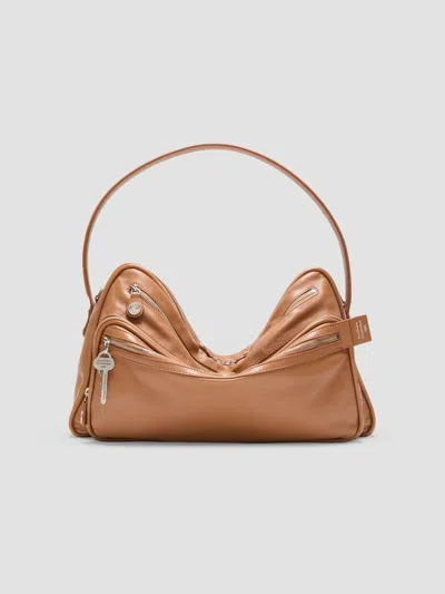 Acne Studios Men's Camero Party V Leather Shoulder Bag In Caramel Brown