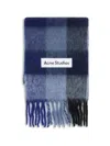 Acne Studios Mohair Checked Scarf In Blue