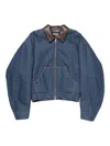 Acne Studios Men Denim Jacket With Contrasting Collar In Multi