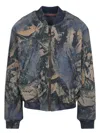 Acne Studios Graphic Print Denim Bomber Jacket In Brown