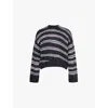 Shop Acne Studios Mens Dark Grey Melange/multi Striped-print Dropped-shoulders Regular-fit Knitted Jumper