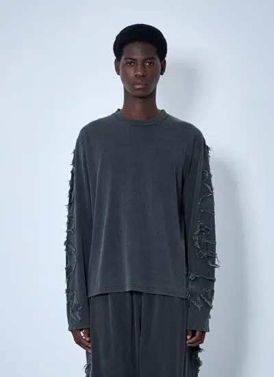 Acne Studios Men Distressed Logo Motif T-shirt In Blue
