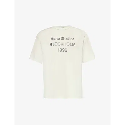 Acne Studios Mens Dusty White Exford Cotton-blend Jersey T-shirt