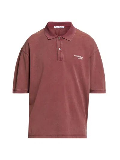 Acne Studios Men's Egnes Cotton Relaxed-fit Polo Shirt In Burgundy