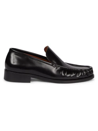 Acne Studios Stamped Monogram Calf Leather Loafers In Black