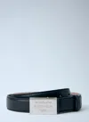 Acne Studios Men Engraved Logo Leather Belt In Blue