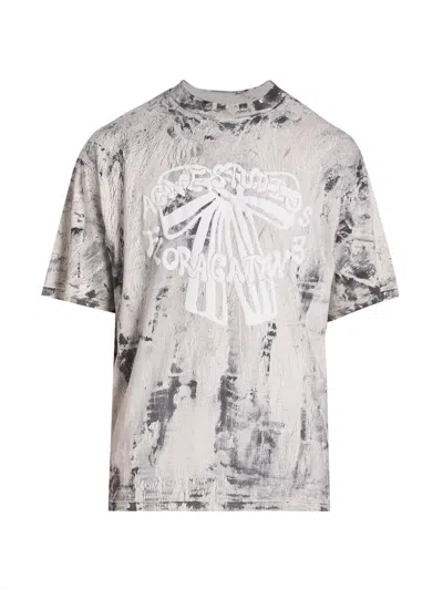 Acne Studios Men's Exford U Bow Logo Cotton T-shirt In Gray