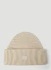 Acne Studios Men Face Patch Beanie Hat In Neutral