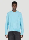 Acne Studios Men Face Patch Crewneck Sweater In Blue