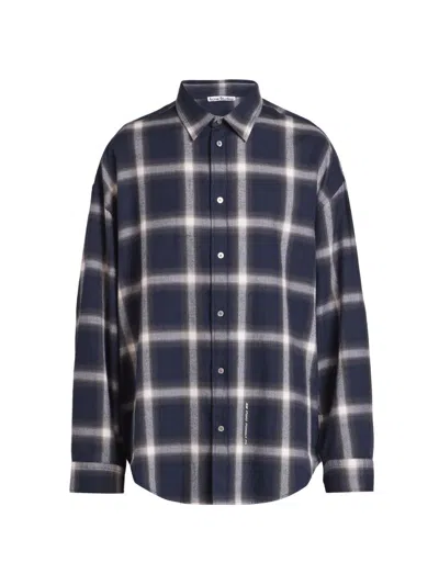 Acne Studios Men's Flannel Check Cotton Shirt In Blue