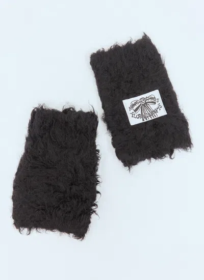 Acne Studios Men Fluffy Mittens In Gray