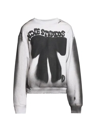 Acne Studios Men's Franziska Marker Bow Sweatshirt In Gray