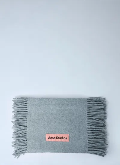 Acne Studios Men Fringe Wool Scarf In Gray