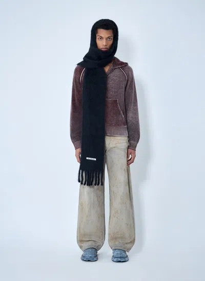 Acne Studios Men Fringed Wool Scarf In Black